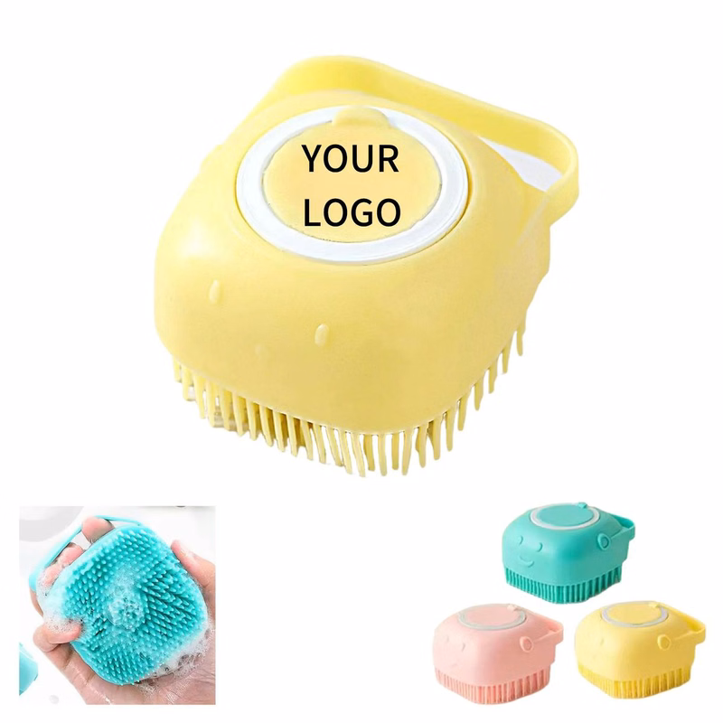 Silicone Pet Bath Brush with Soft Grooming Bristles