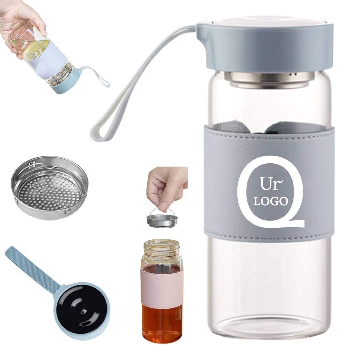 16.2Oz Glass Water Bottle W/Infuser 1