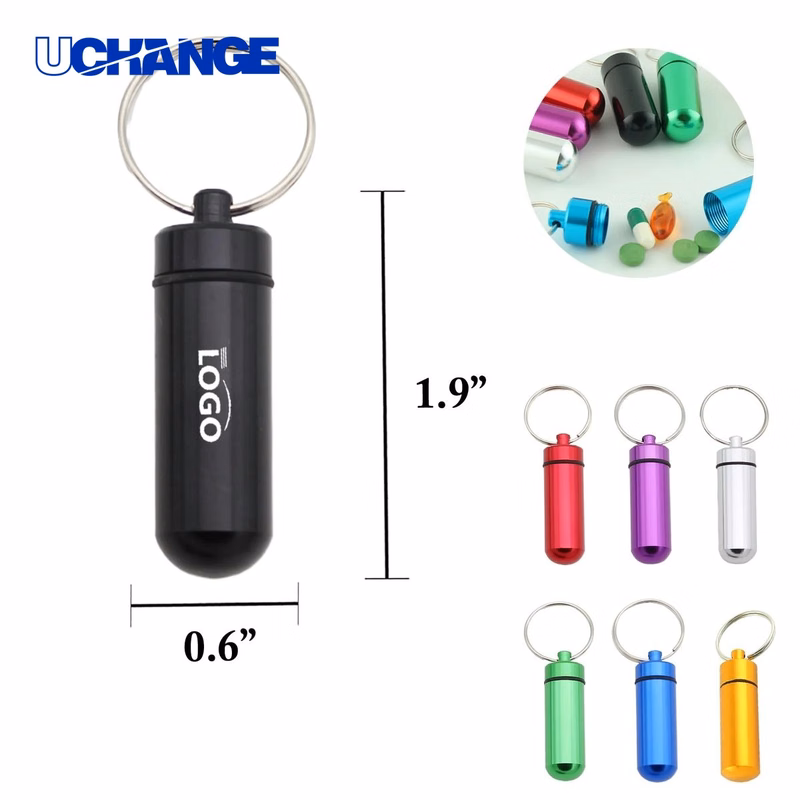 Portable Aluminum Pill Bottle Keychain