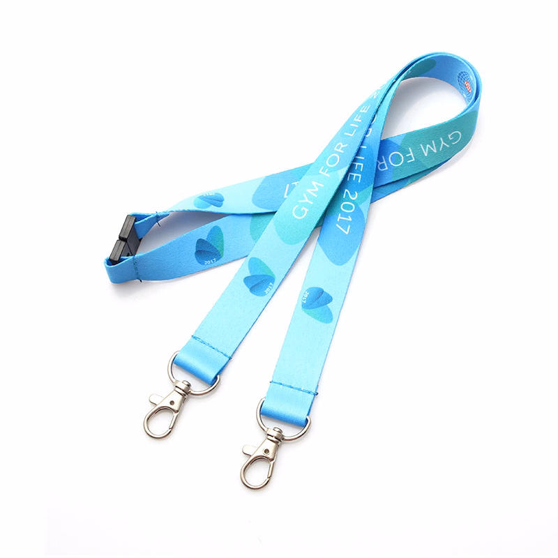 full color lanyard with double bulldog clip