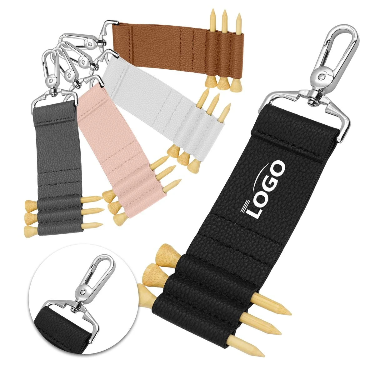 Custom PU Leather Golf Tee Keyring Holder 1