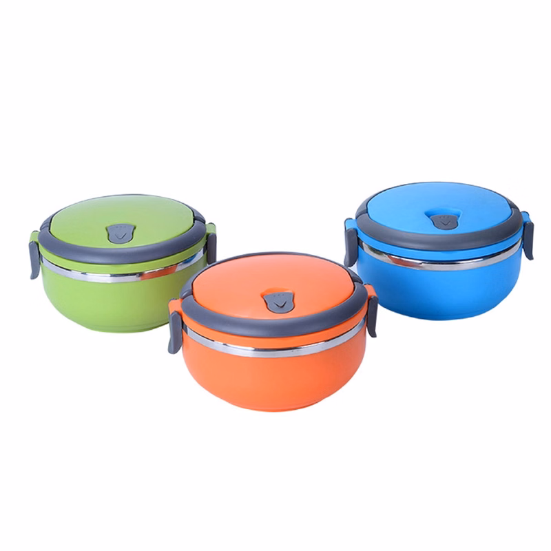 Round Shape Stainless Steel Lunch Box with Lock