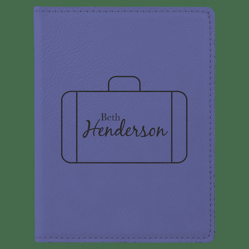 4 1/4" x 5 1/2" Purple Leatherette Passport Holder