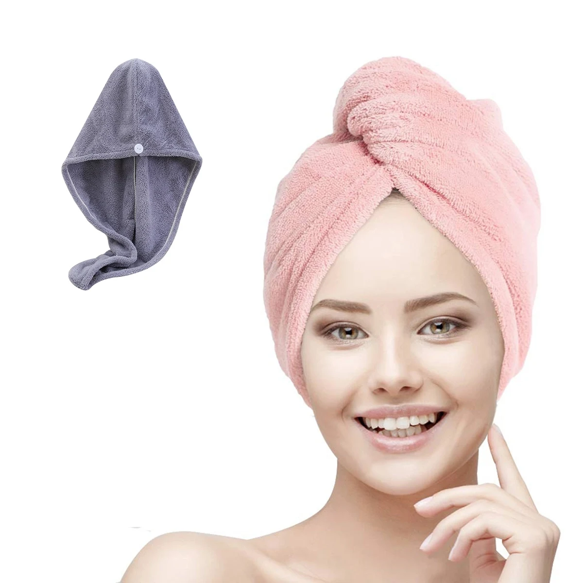 Coral Velvet Quick Dry Hair Cap Towel Swrap 1
