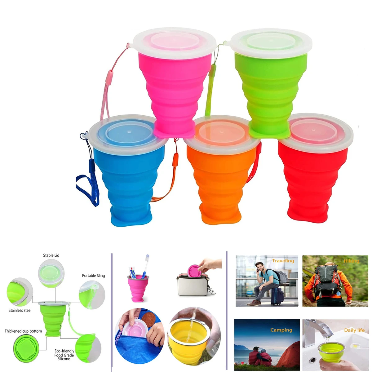 Folding Travel Cups Silicone Cups Camping cups 1