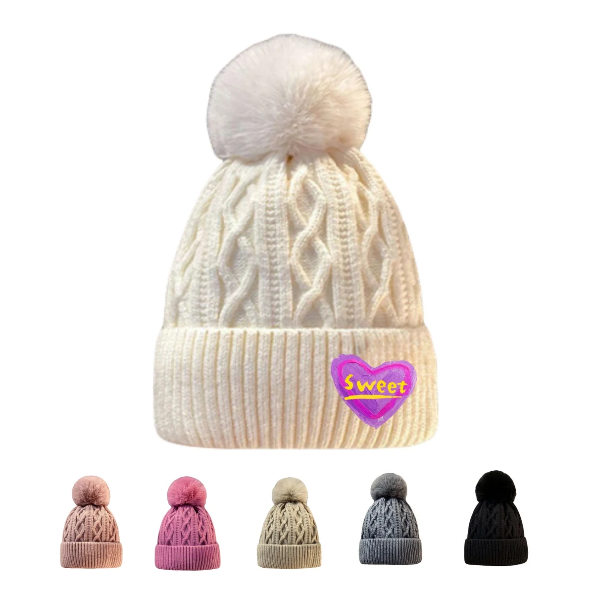 Women Winter Pompom Beanie Hat 1