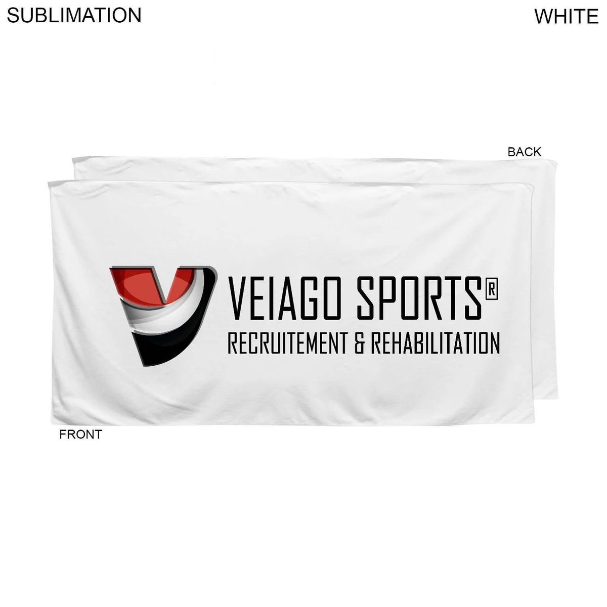 Plush and Soft White Velour Terry Cotton Blend Shower Towel, 24x48, Sublimated Full color logo 1