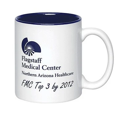 Full Color Photo Sublimated Ceramic Mug 11oz., C Shaped Handle, 2 tone 1
