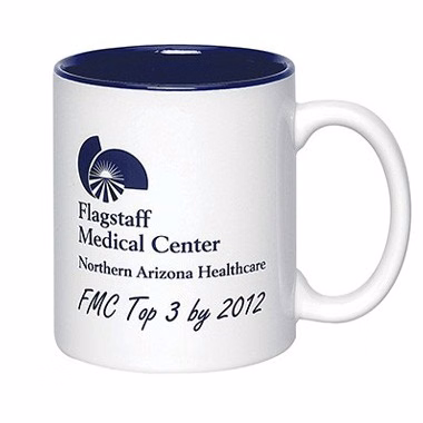Full Color Photo Sublimated Ceramic Mug 11oz., C Shaped Handle, 2 tone