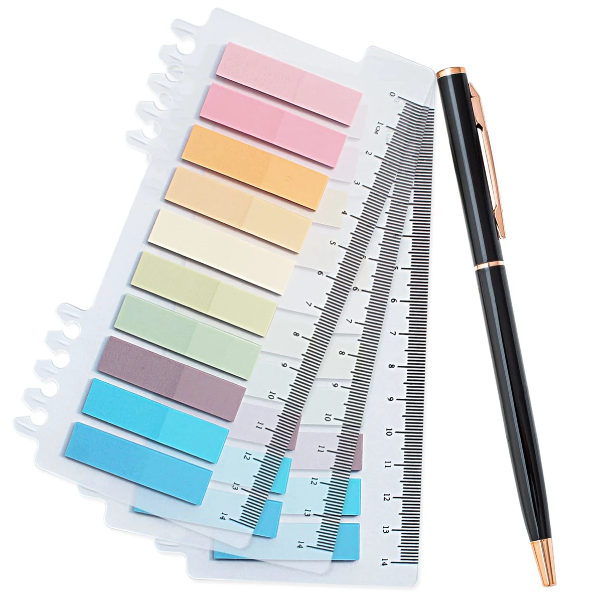 3 PCS Sticky Note Tabs Ruler with Pen Set 1