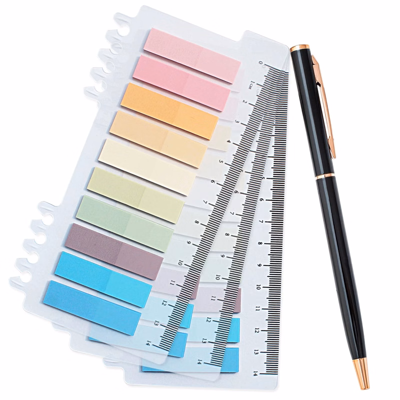 3 PCS Sticky Note Tabs Ruler with Pen Set