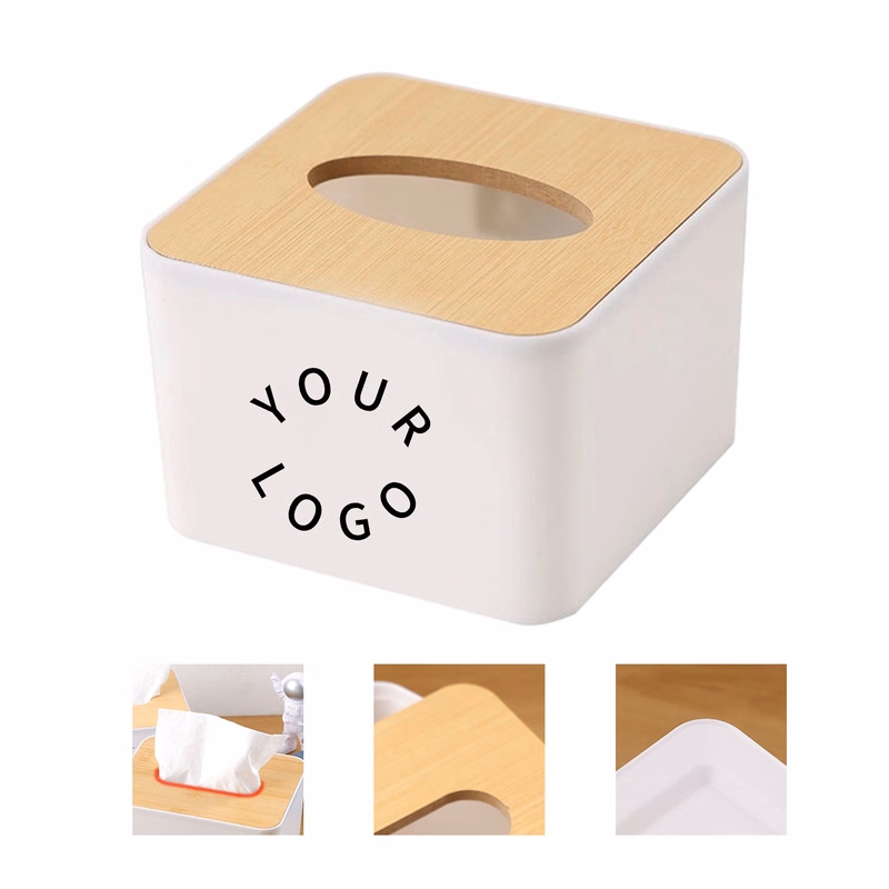 Rectangular Bamboo Tissue Box Cover With Removable Lid
