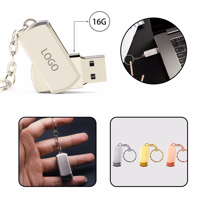 MOQ:20pcs Rotary Keychain USB Drive