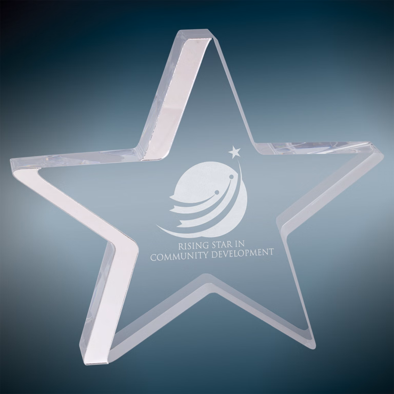 7.75" x 7" Silver Star Acrylic Award