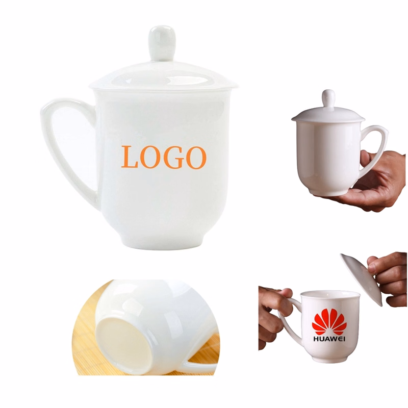 12 Oz Bone Porcelain Ceramic Cup with Lid