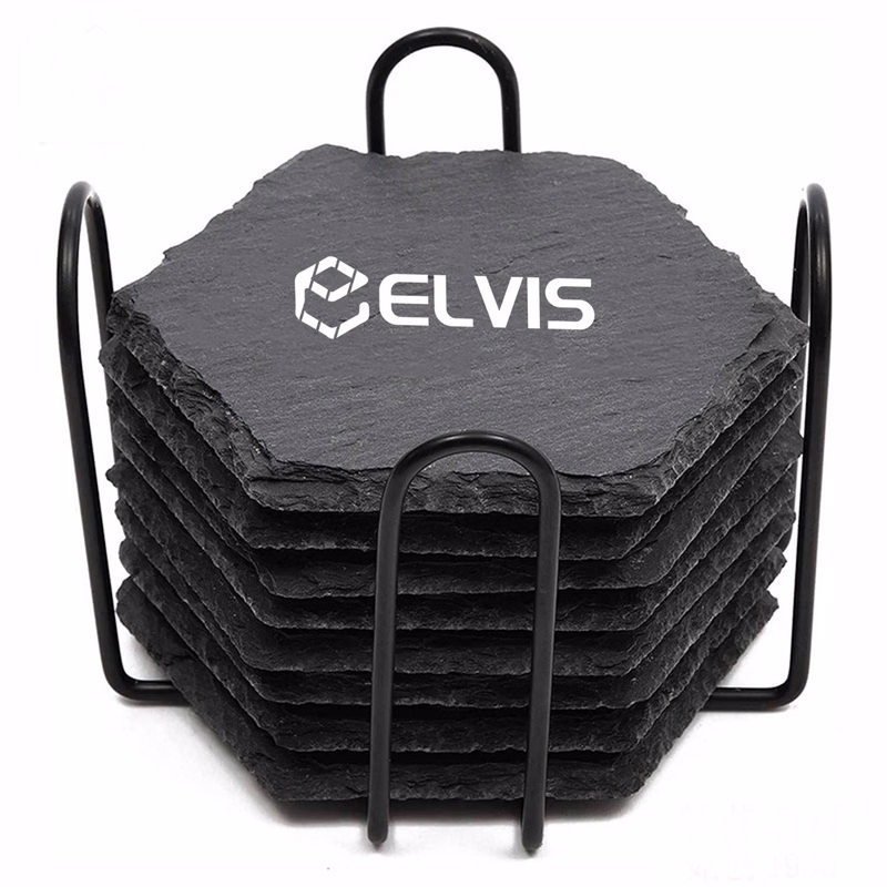 Black Slate Coaster with Wtorage Rack Kit