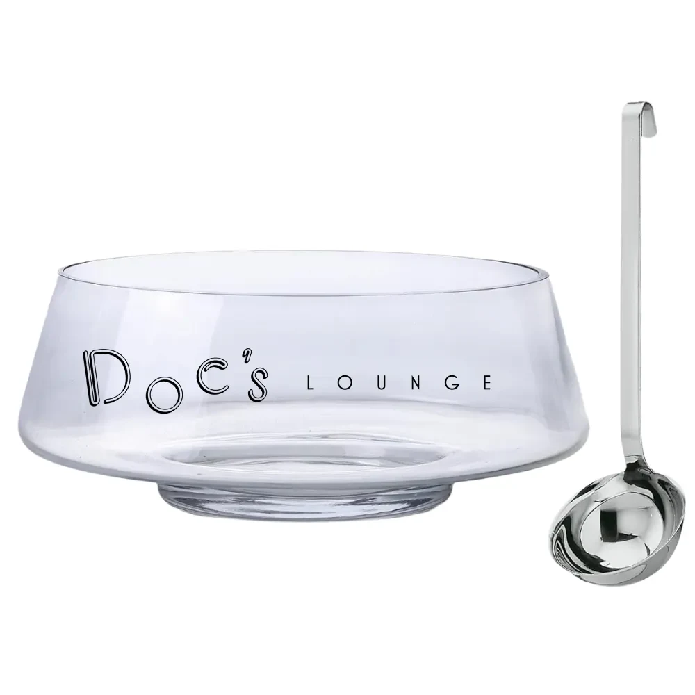 2.5Gal Footed Glass Punch Bowl with Ladle 1