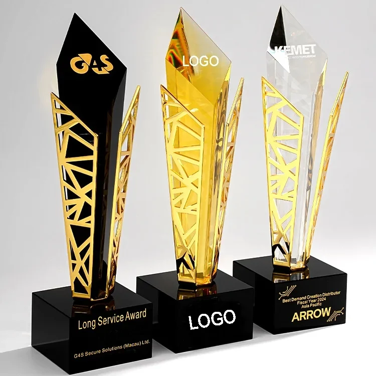 Luxury Metal Gold Diamond Crystal Awards 1