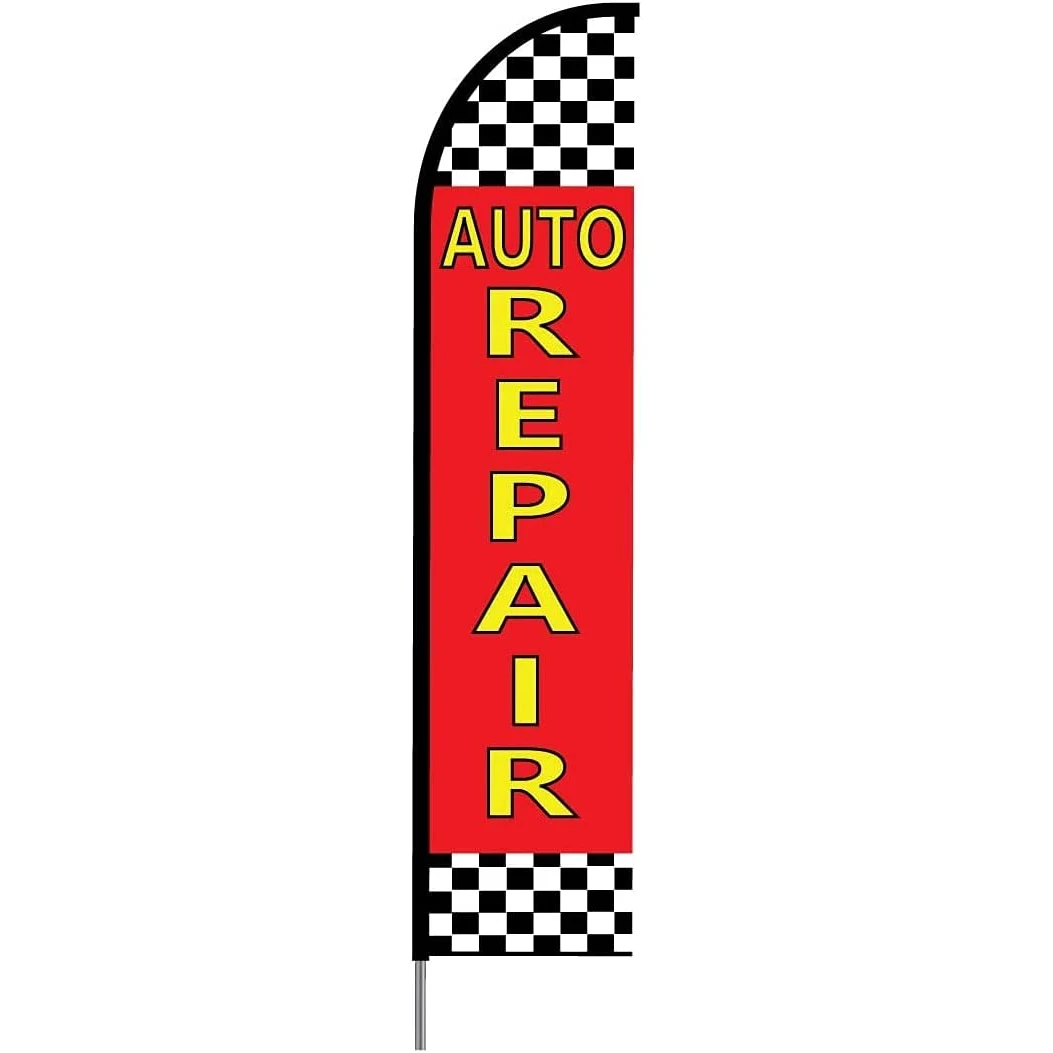 Auto Repair(Red) Flag Kit 15' Feet Feather Flag Sign feather banner Outdoor Banner 1
