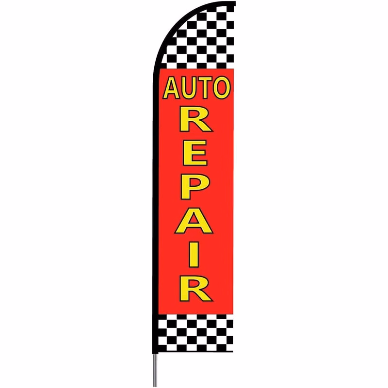 Auto Repair(Red) Flag Kit 15' Feet Feather Flag Sign feather banner Outdoor Banner