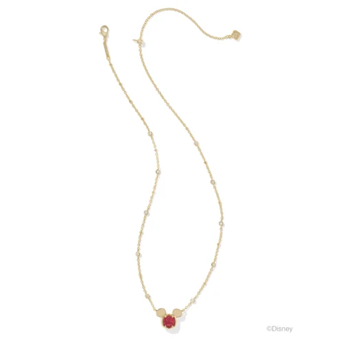 Kendra Scott Disney Gold Mickey Mouse Short Pendant Necklace in Bright Red Drusy 1