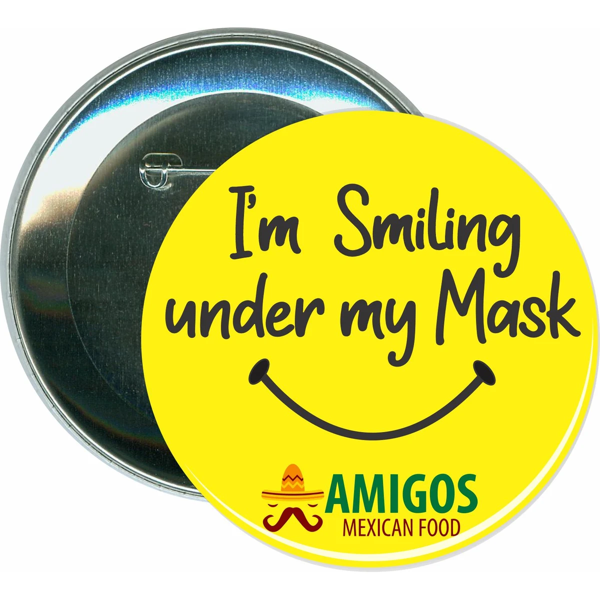 I'm Smiling Under My Mask, COVID-19, Coronavirus Button 1