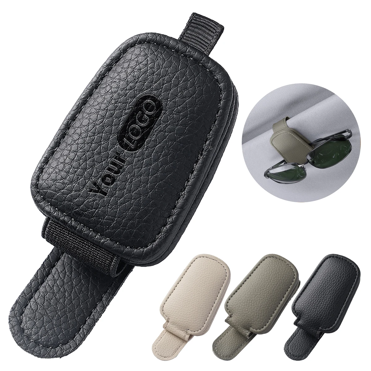 Pu Multi Functional Car Glasses Clip 1