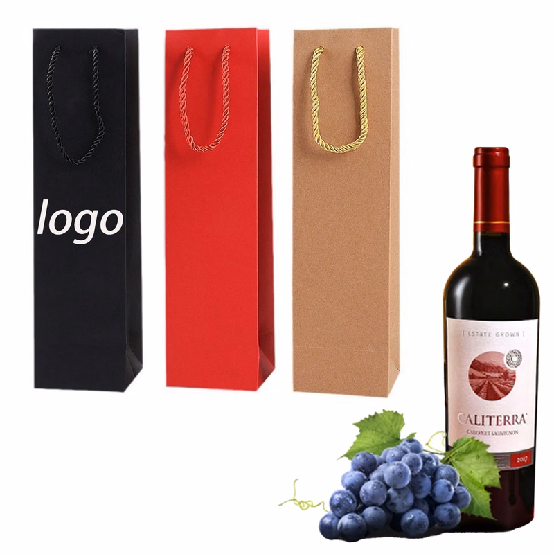 Single Bottle Wine Paper Bag With Handle