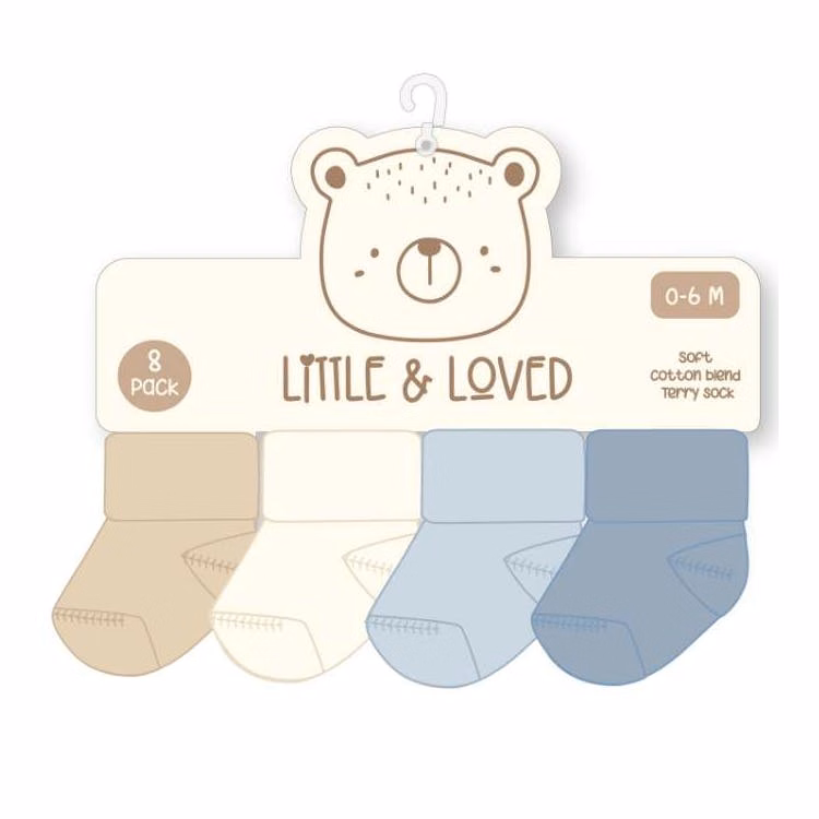 Boys' Terry Socks - Size 0-12M 8pk