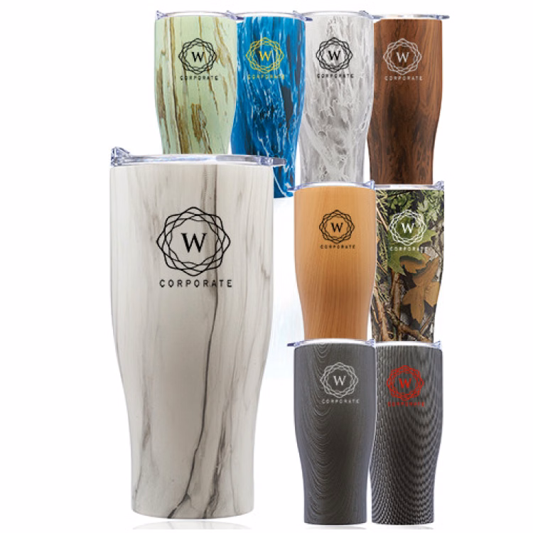 27 oz Stainless Steel Tumblers with Clear Push Lid - BPA Free