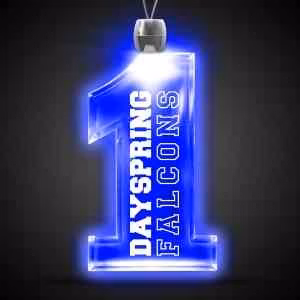 Blue 1" #1 LED Light Up Pendants