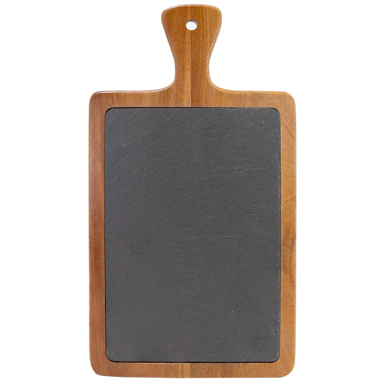 13 1/4" x 7" Acacia Wood/Slate Cutting Board 1