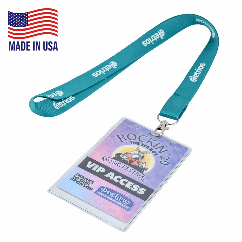 3/4" USA Made Polyester Lanyard w/ ID Badge Holder