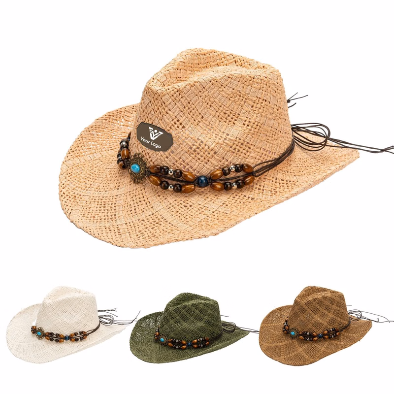 Summer Outdoor Western Wide Brim Boho Straw Cowboy Hat