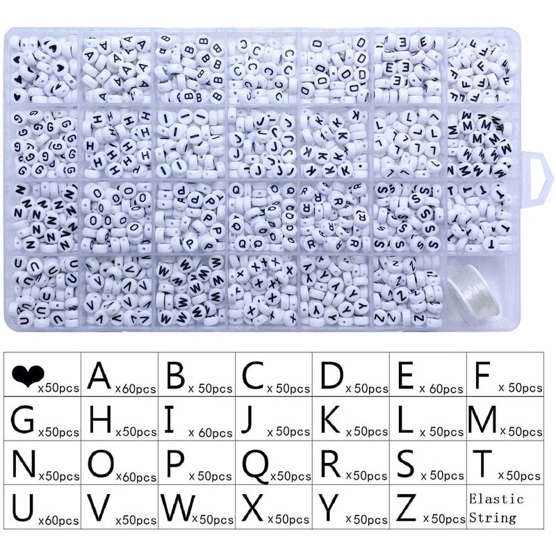 1400pcs Letter Beads 4x7mm Acrylic Round Alphabet Beads