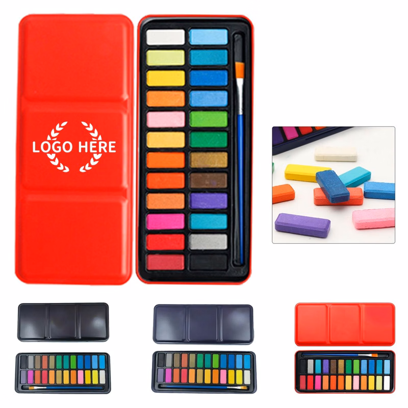 Portable 24 Color Solid Watercolor Paint Kit