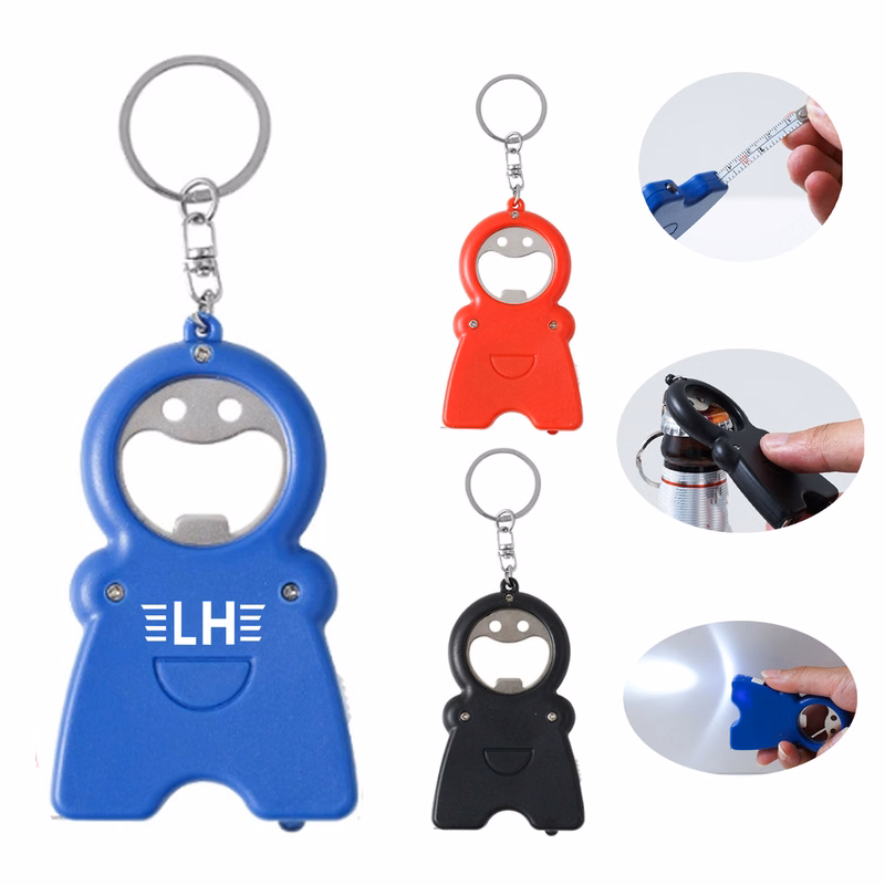 Keychain Tool with Tape Measure, Flashlight & Bottle Opener