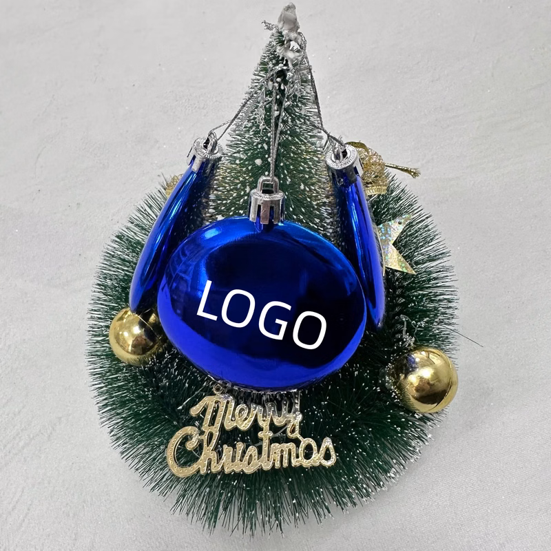 8CM Flat Ball Plastic Blue Light Flat Ball Business Gift Cross-border LOGO printing Christmas Decora