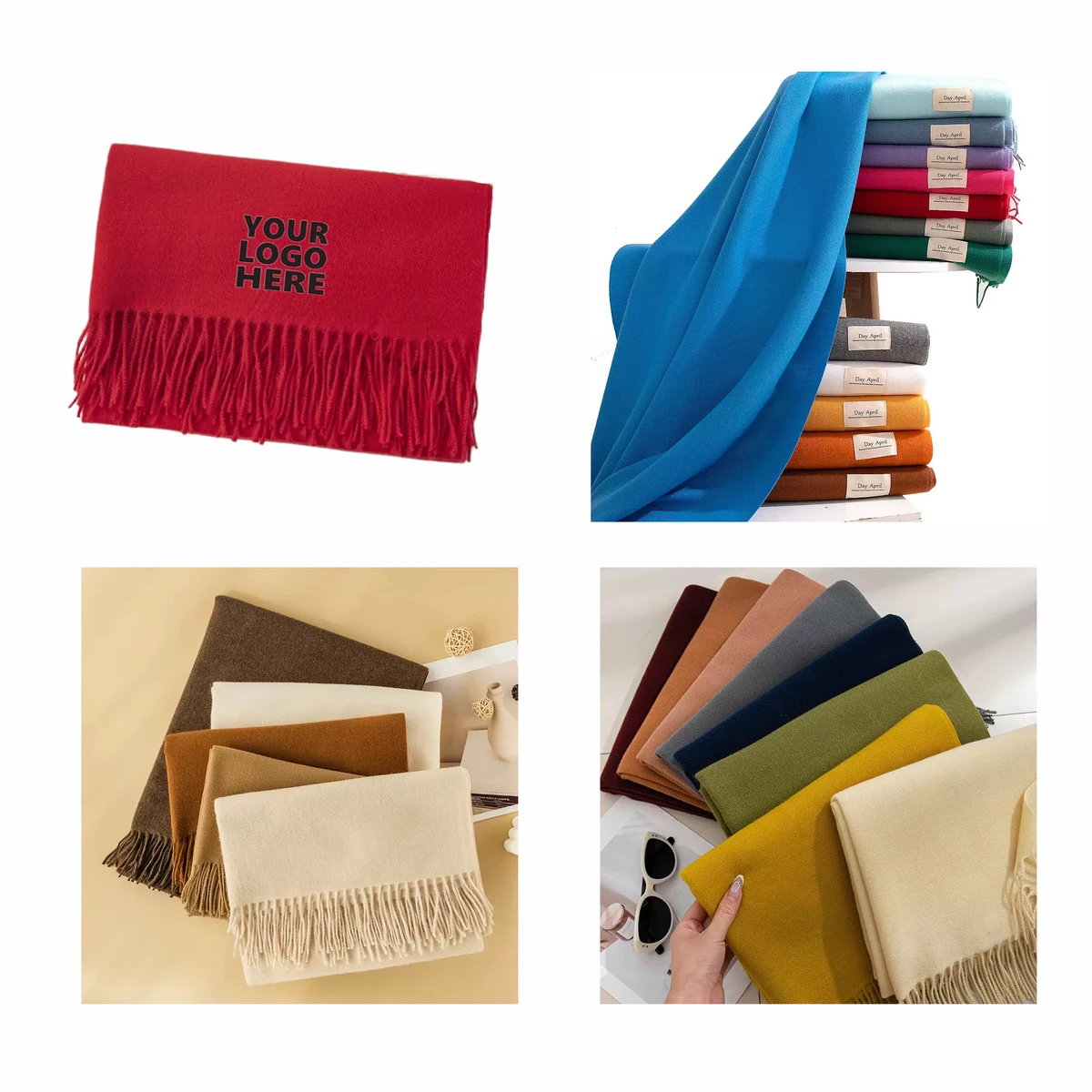 Winter Long Pashmina Wrap Shawl Scarf w/Fringes MOQ 1pcs 1