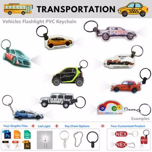 Custom Vehicle Shaped Soft PVC LED Keychain Flashlight