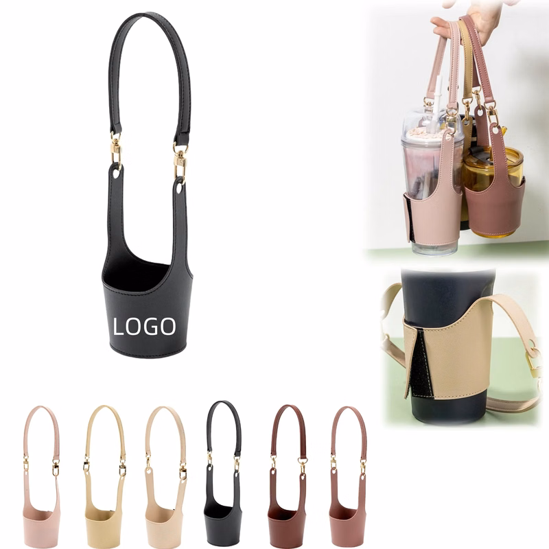 Leather Cup Carrier Holder Water Bottle Sleeve With Handle