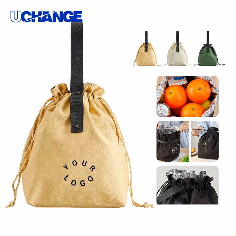 Canvas Insulated Tote Bag Carrier with Drawstring Closure