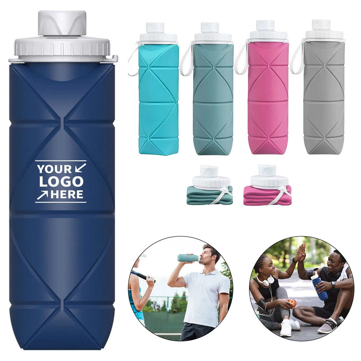 20 Oz. Silicone Collapsible Water Bottle 1