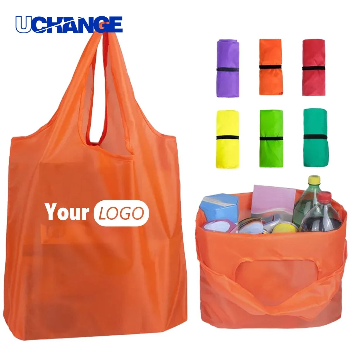 Large Capacity Foldable Shopping Tote Bag Organizer, custom tote bag with logo imprint 1