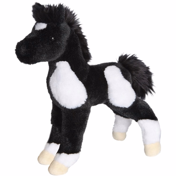 Runner Black & White Paint Foal Stuffed Animal