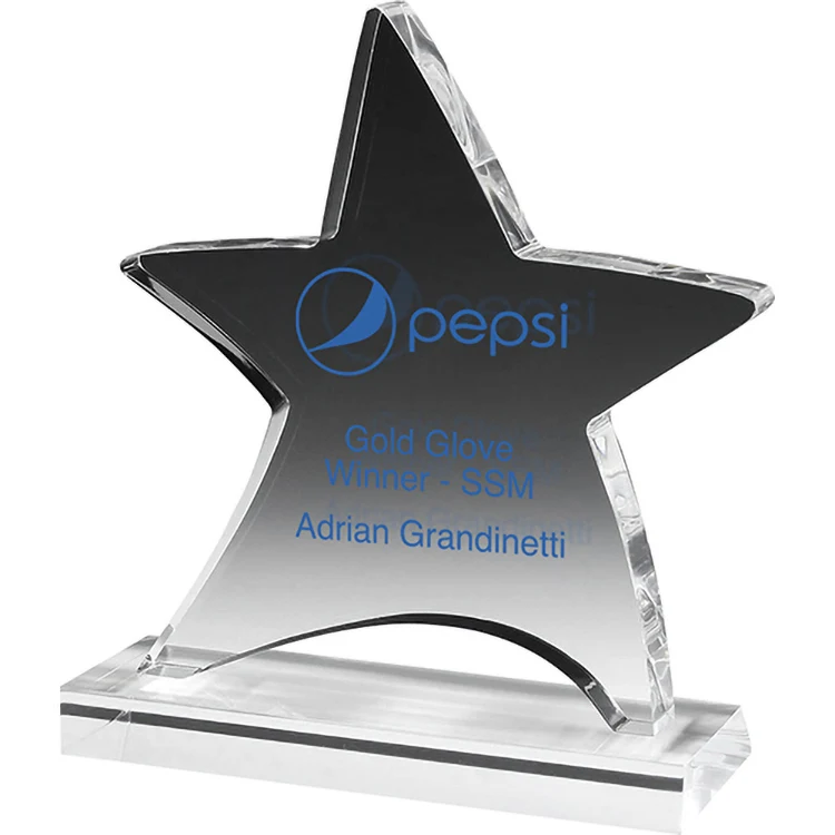 Clear Moving Star Award (6 1/2"x 7 1/4"x 3/4") Screen-Printed 1