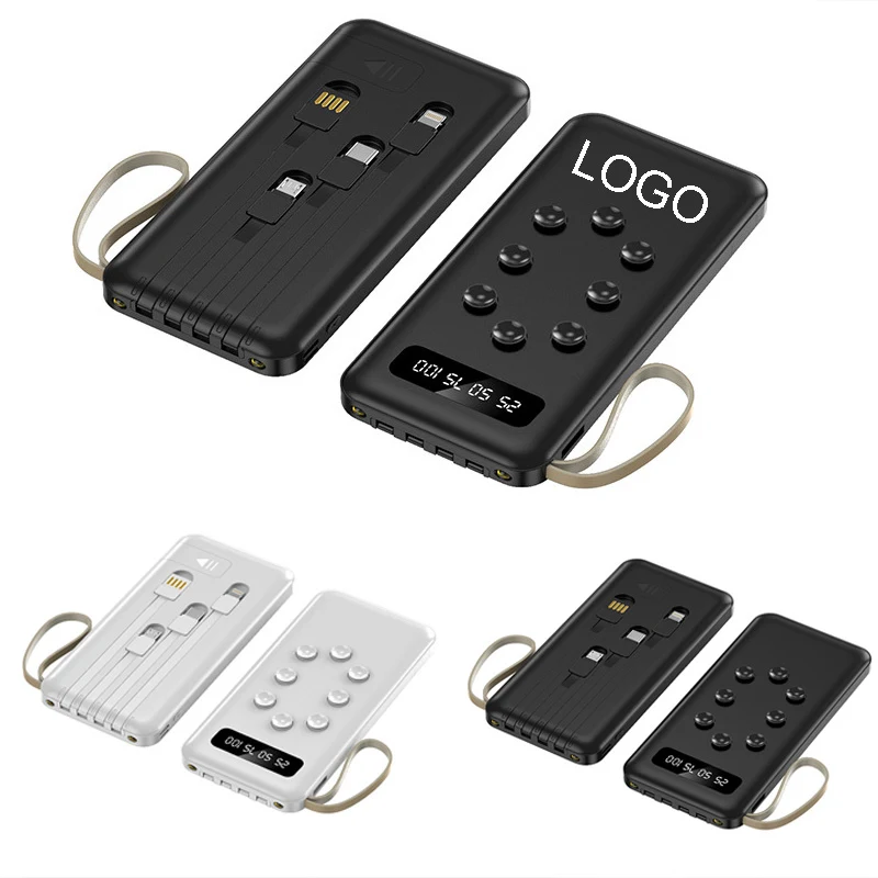 10000 Mah Suction Cup Power Bank W/ 4 Cables & Stand 1