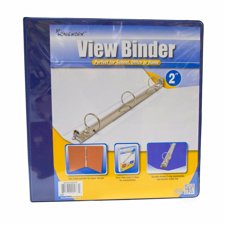2" 3-Ring Binder - Dark Blue 2 Pockets View Cover