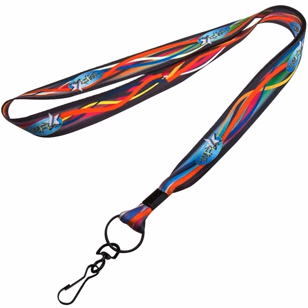 Custom 3/4" Dye-Sublimated Lanyard with Swivel J-Hook — Full-Color Badge Strap