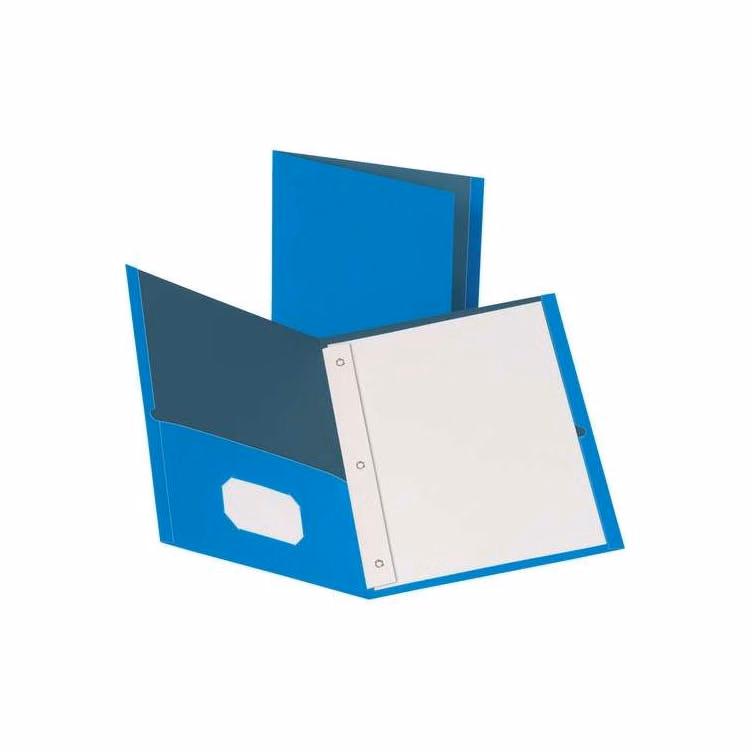 2 Pocket Folder - Blue Embossed 3 Prongs Card Holder